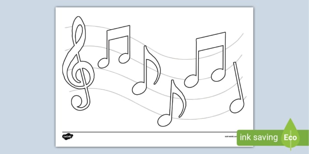 Piece of paper with musical notes colouri sheet