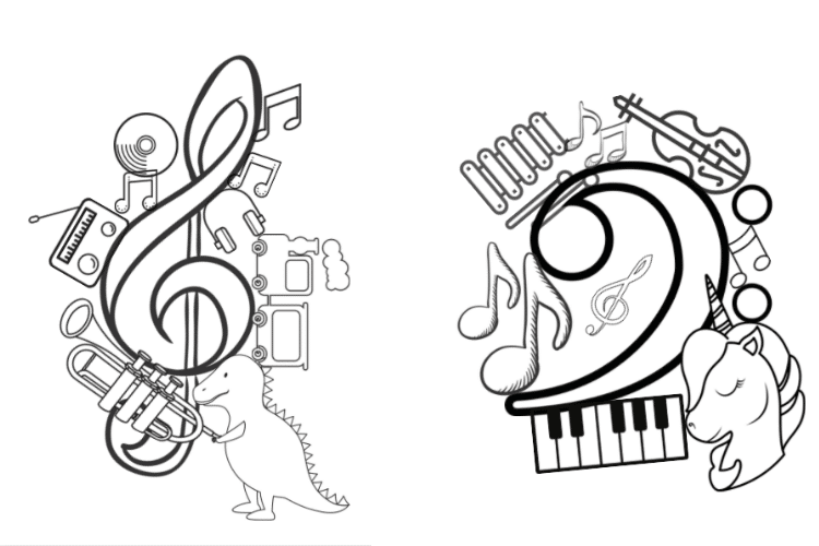 Music colouring worksheets