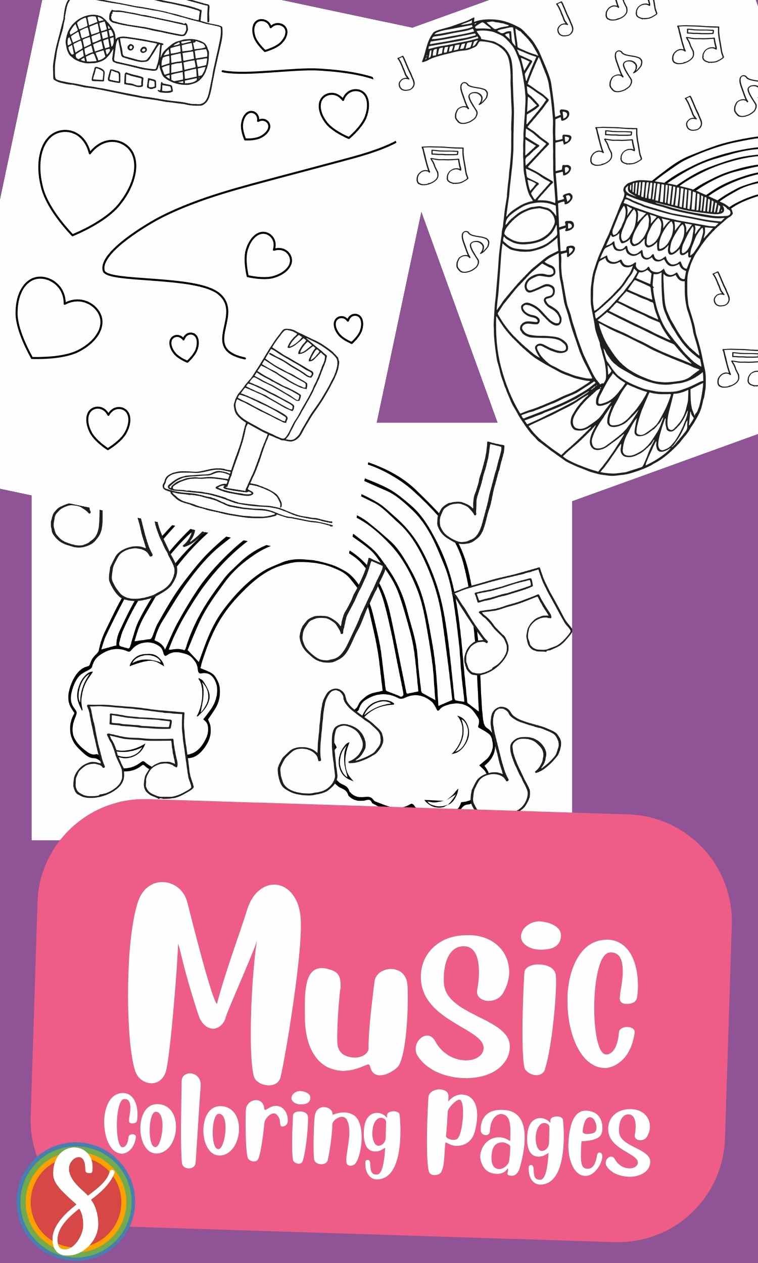 Free music coloring pages â stevie doodles