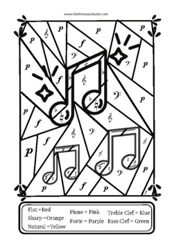 Music symbol coloring pages tpt