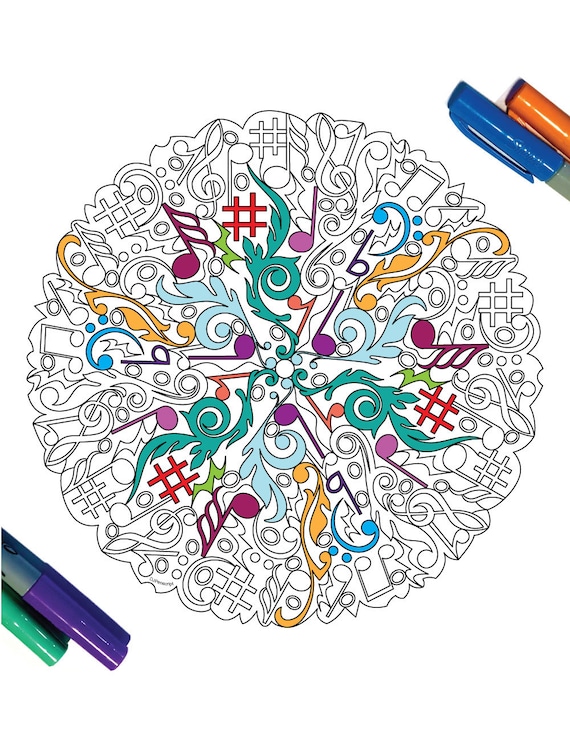 Music mandala pdf coloring page