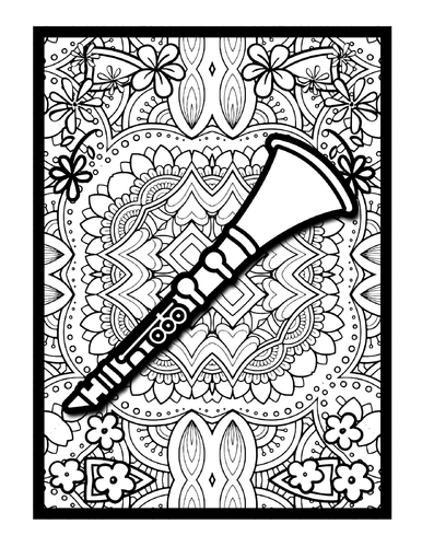 Clarinet mindfulness mandala coloring pages music coloring printable sheets pdf teaching resources