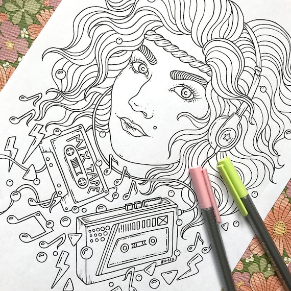 Pdf coloring page music lover page