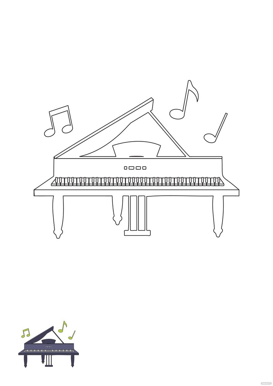 Free piano music coloring page