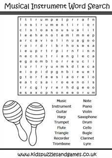 Musical instruments puzzle sheets