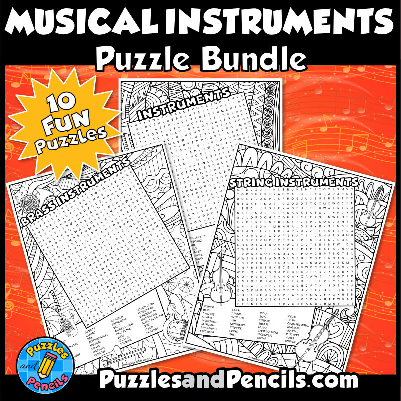 Musical instruments word search puzzle bundle music wordsearch puzzles made by teachers