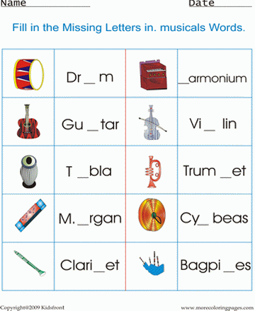 Printable musical instruments worksheet coloring worksheets free online coloring pages