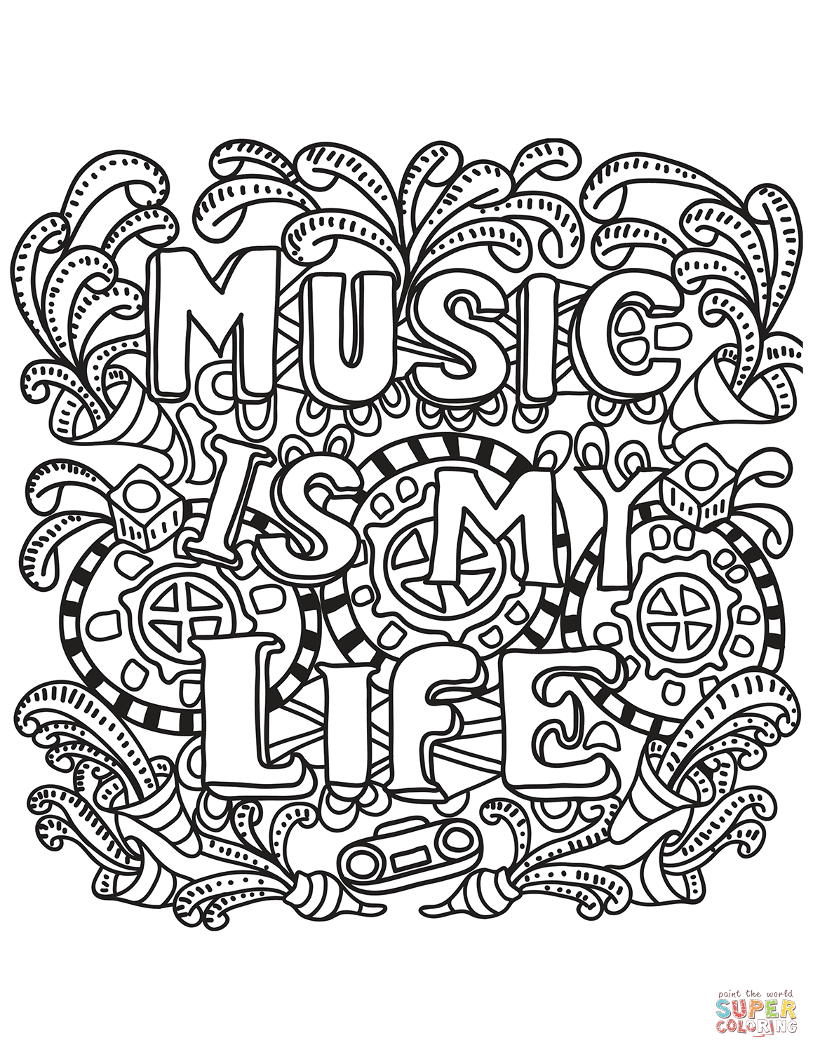 Music is my life coloring page free printable coloring pages