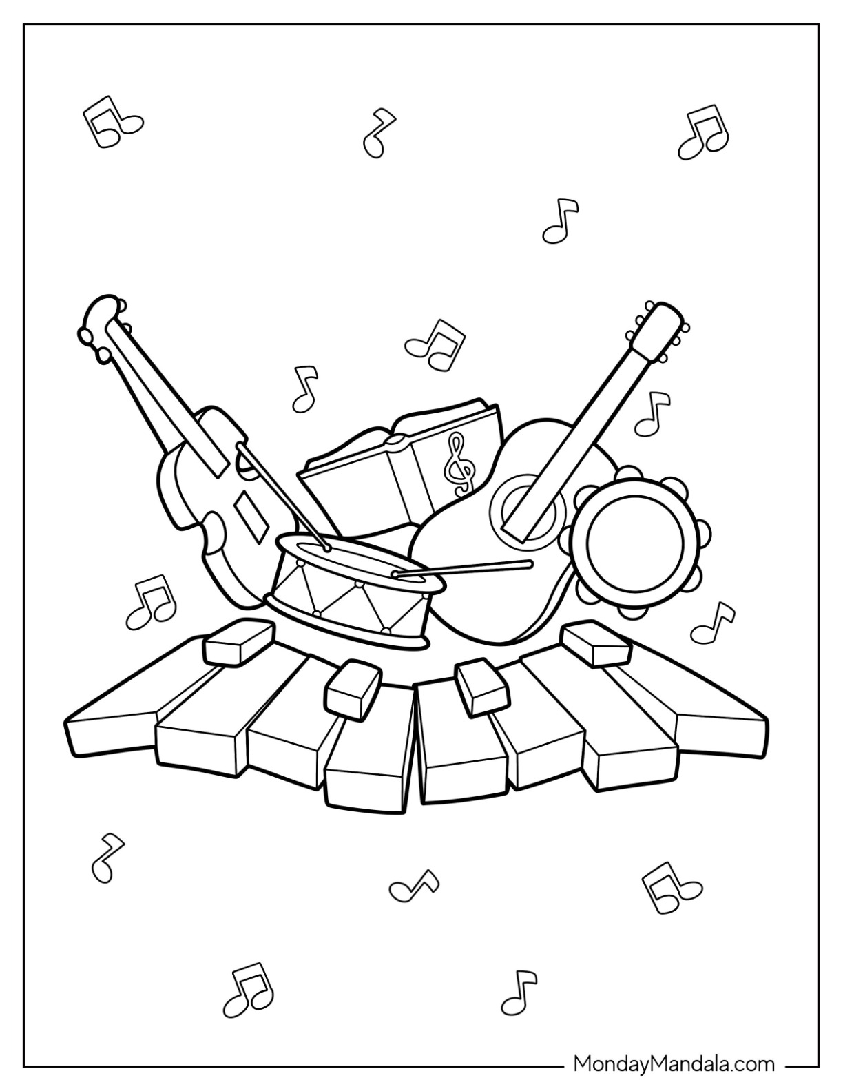 Music coloring pages free pdf printables