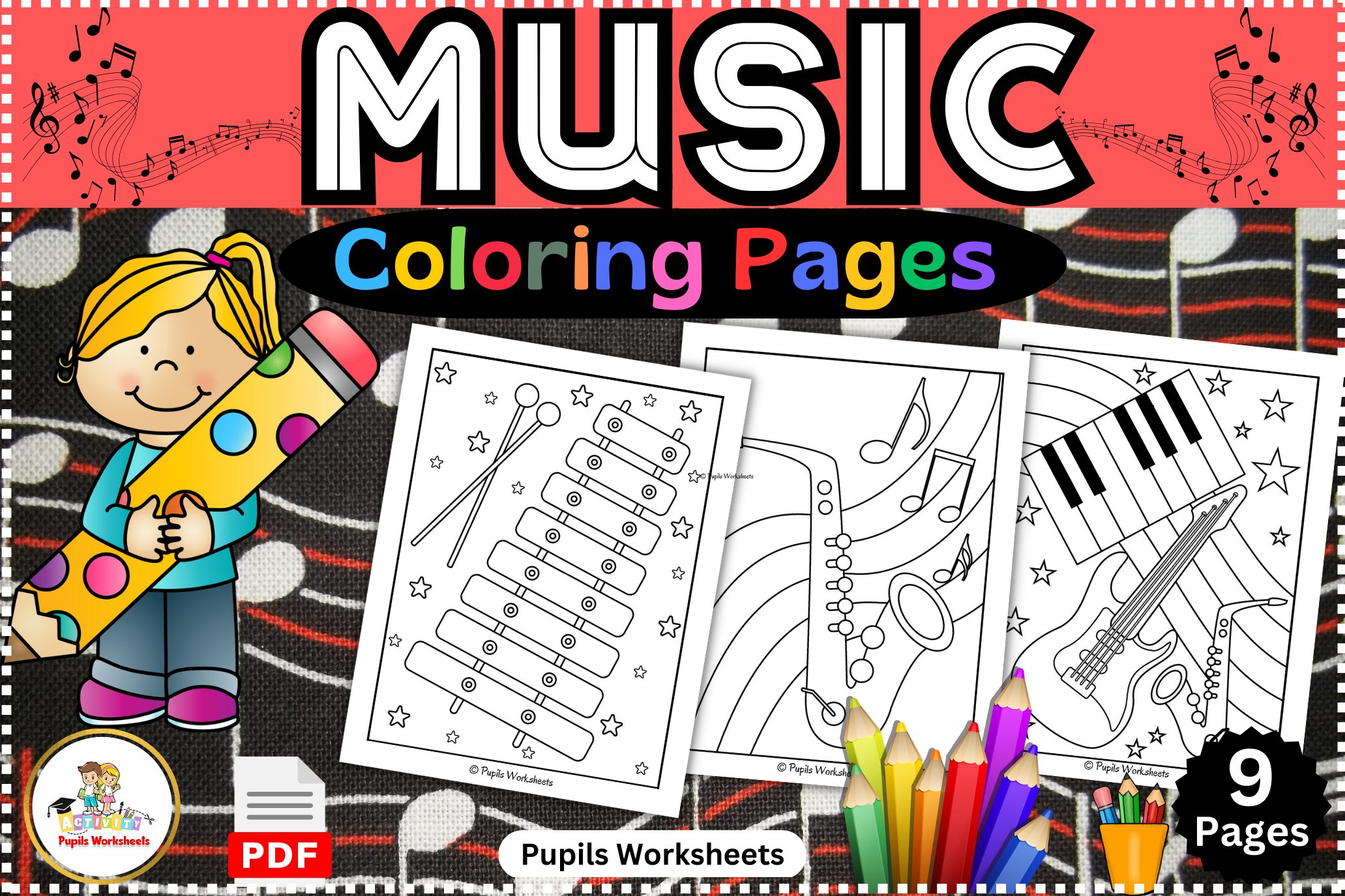 Music coloring sheets