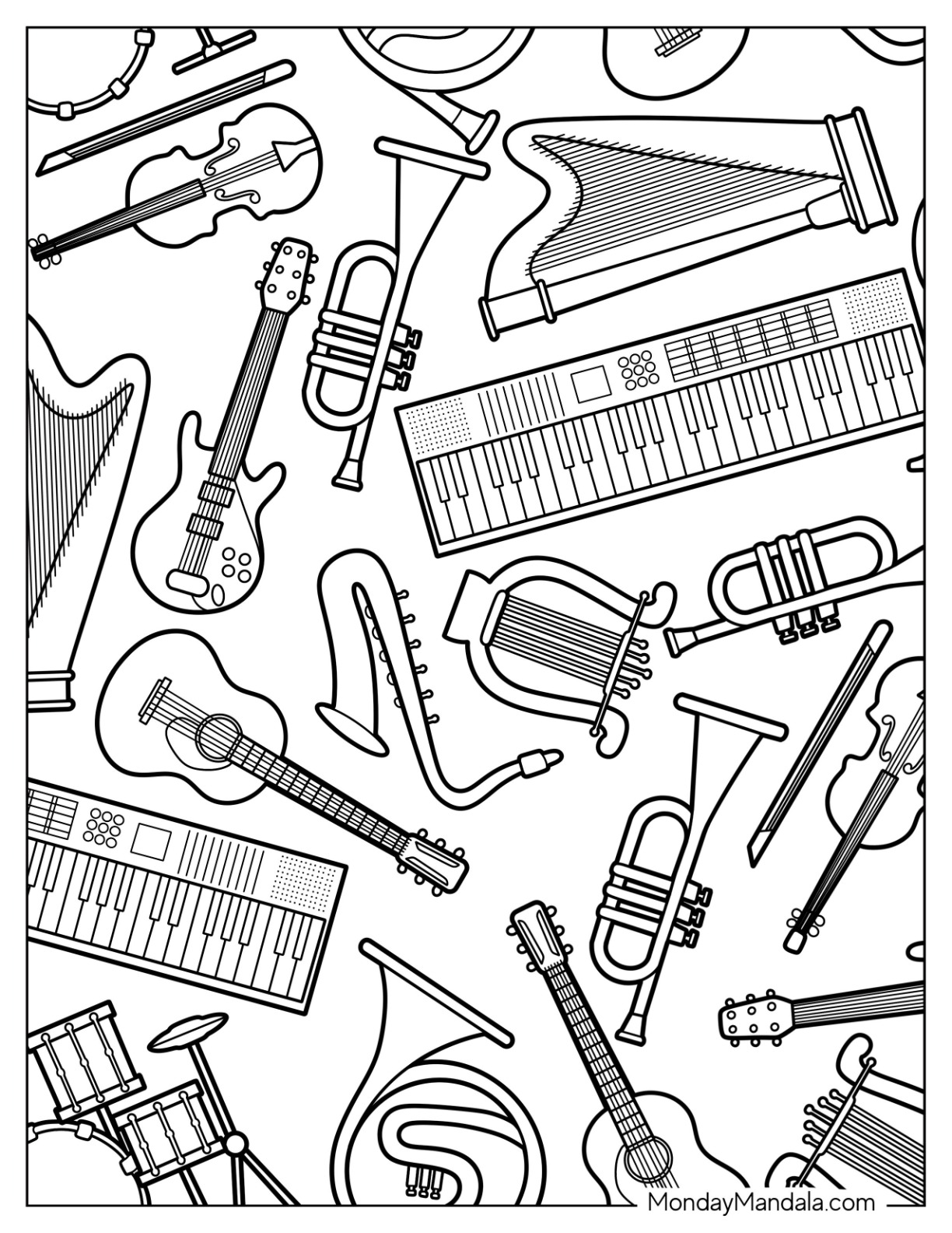 Music coloring pages free pdf printables