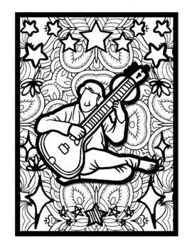 Sitar mindfulness mandala coloring pages music coloring printable sheets pdf