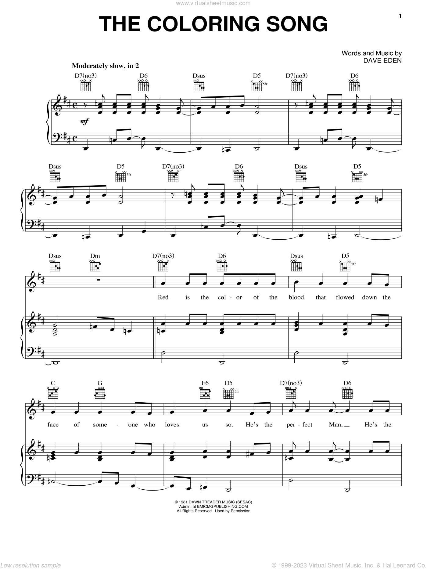 The coloring song sheet music for voice piano or guitar pdf