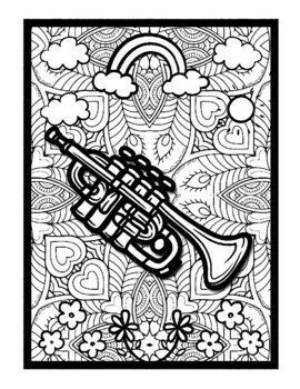 Bugle mindfulness mandala coloring pages music coloring printable sheets pdf