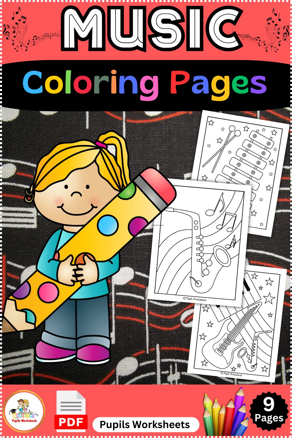 Music coloring sheets