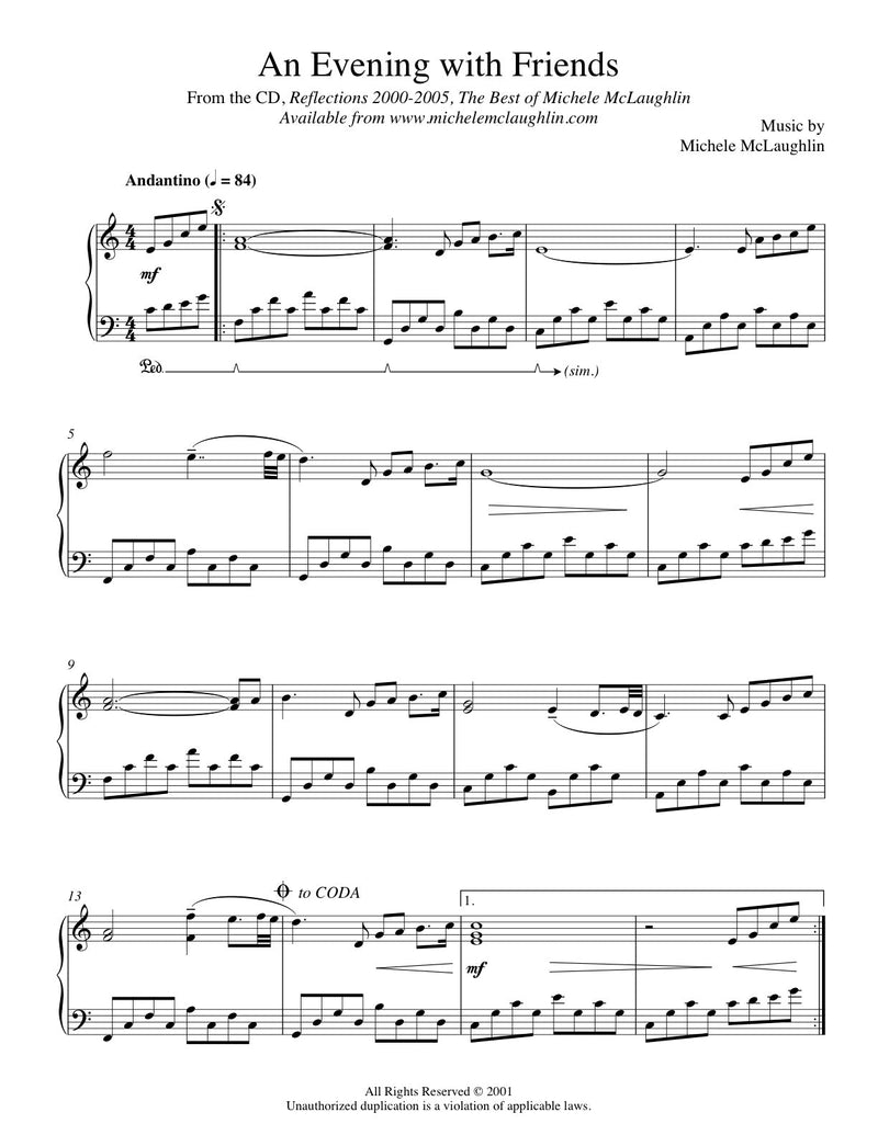 An evening with friends pdf sheet music â michele mclaughlin music