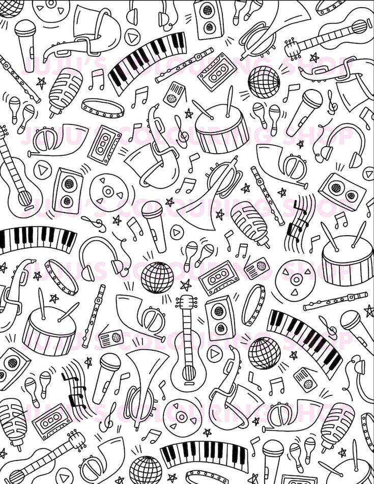 Music themed colouring page printable colouring page