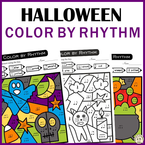 Color by rhythm halloween themed pages