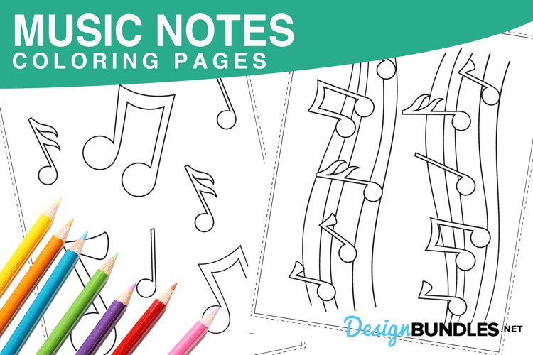 Music notes coloring pages