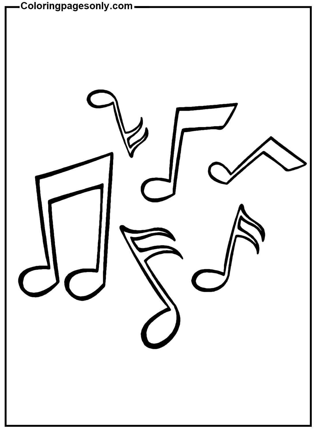 Musical notes symbols coloring page