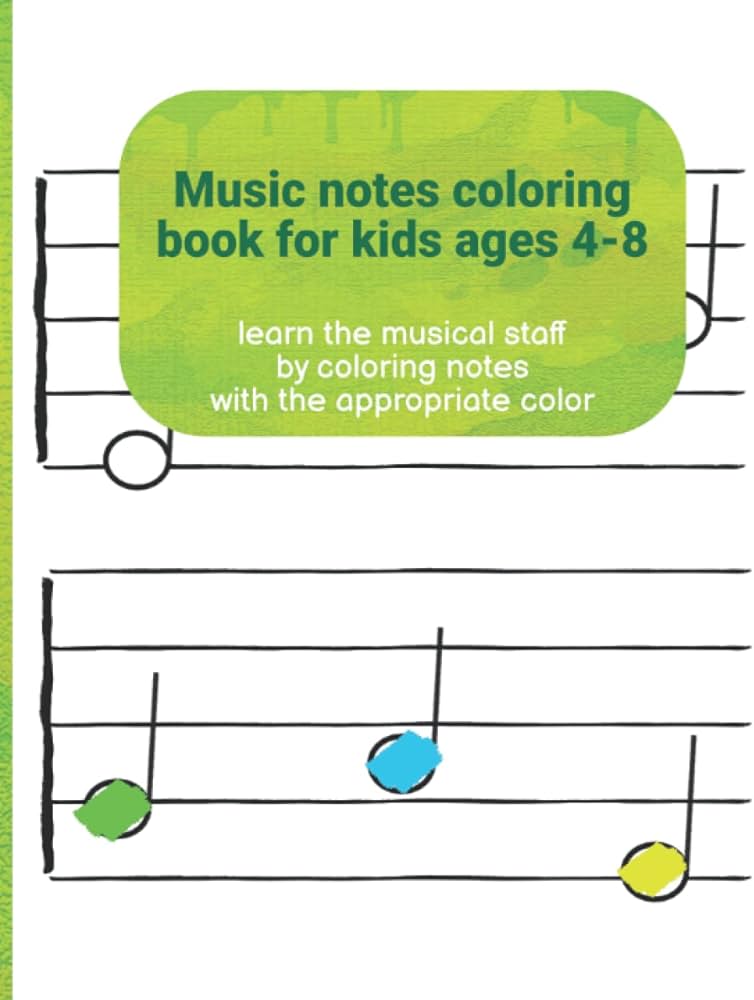 Music notes coloring book for kids ages