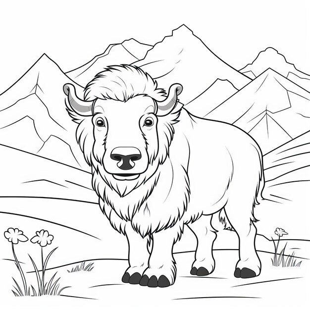 Premium ai image cartoonstyle musk ox coloring book a clean and minimalist edition