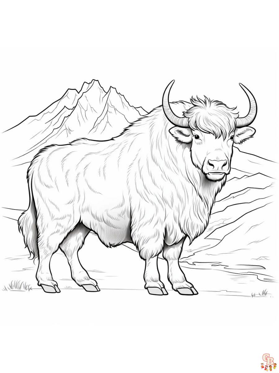 Printable yak coloring pages free for kids and adults