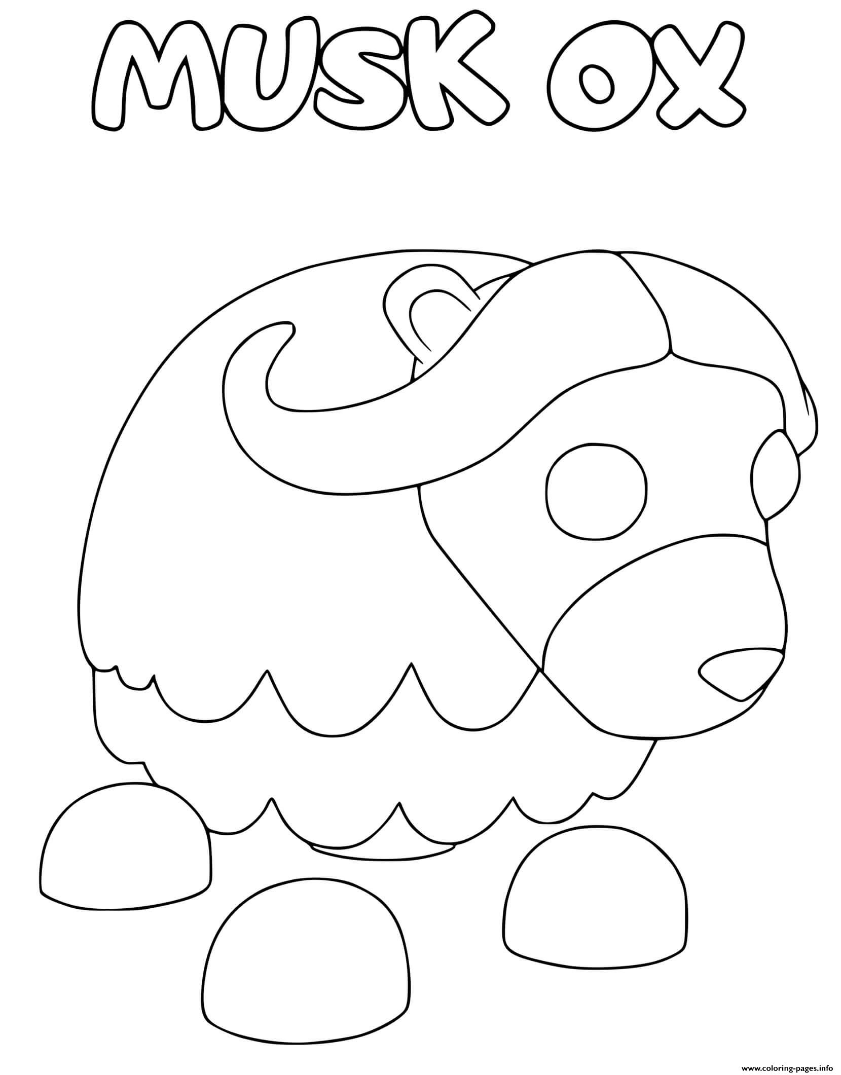 Adopt me musk ox coloring page printable