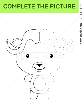 Plete the picture of cute musk ox coloring