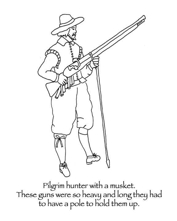 The pilgrim men hunted with large muskets they were so heavy and long that they had to have a sâ food coloring pages thanksgiving coloring pages coloring pages