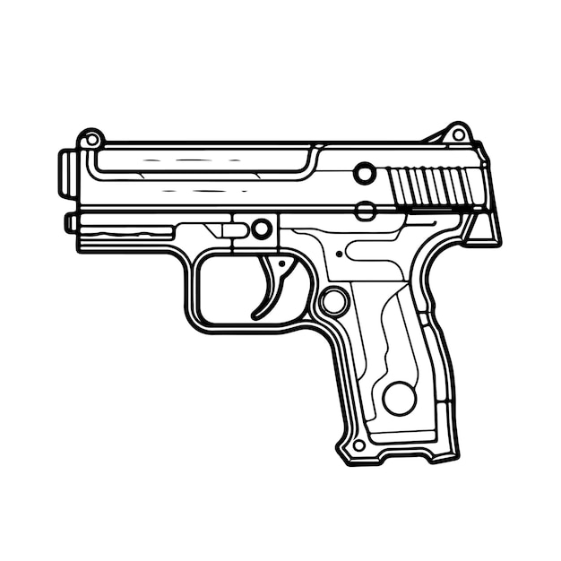 Premium vector sketch hand drawn single line art coloring page gun day
