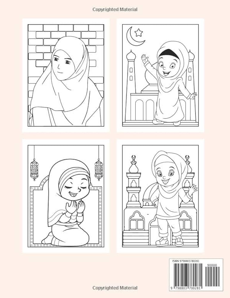 Hijab girl coloring book for kids a coloring book featuring cute and adorable hijab girls muslim holiday activities book for muslim kids and teens children and kindergarten in islamic events coloring