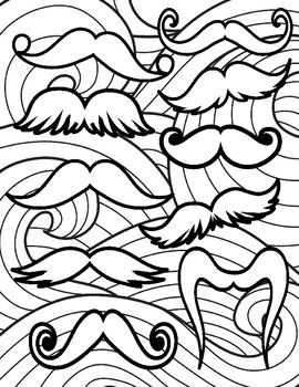 Mustache doodle coloring page by drycreek edge tpt