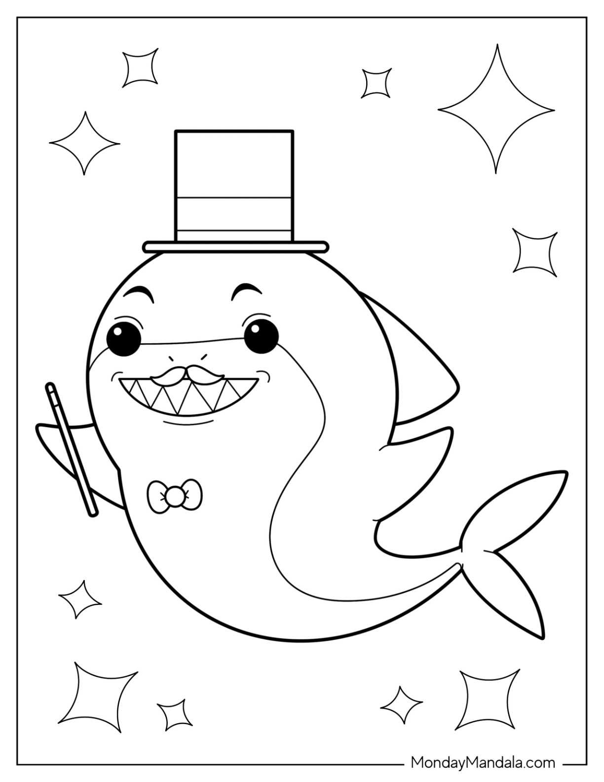 Shark coloring pages free pdf printables