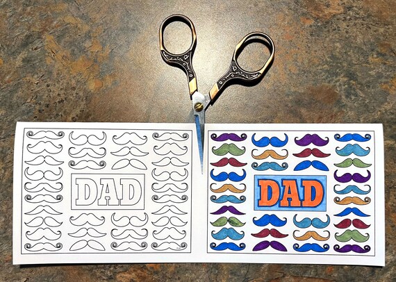 Fathers day card with mustache designs printable pdf coloring page