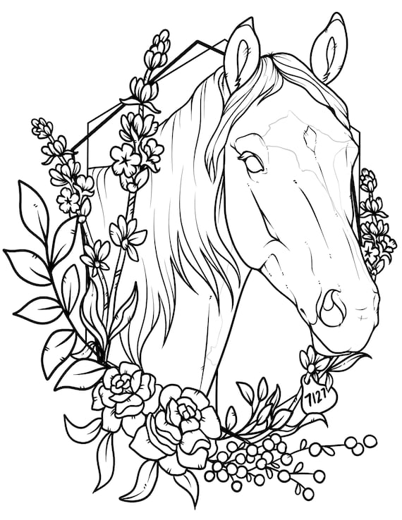 Folly and friends horse coloring book color page mustang digital download