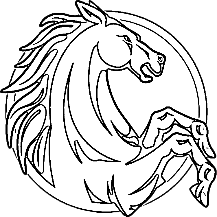 Horse head rearing up coloring page purple kitty