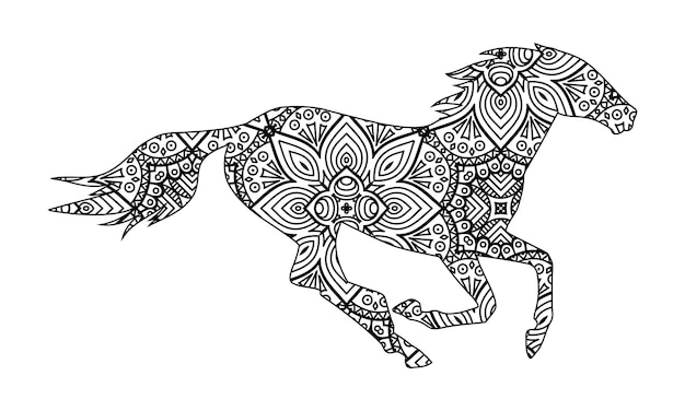 Premium vector mandala horse coloring page for kids