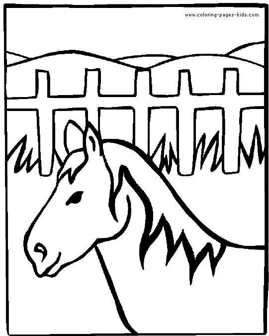 Horse and a fence color page