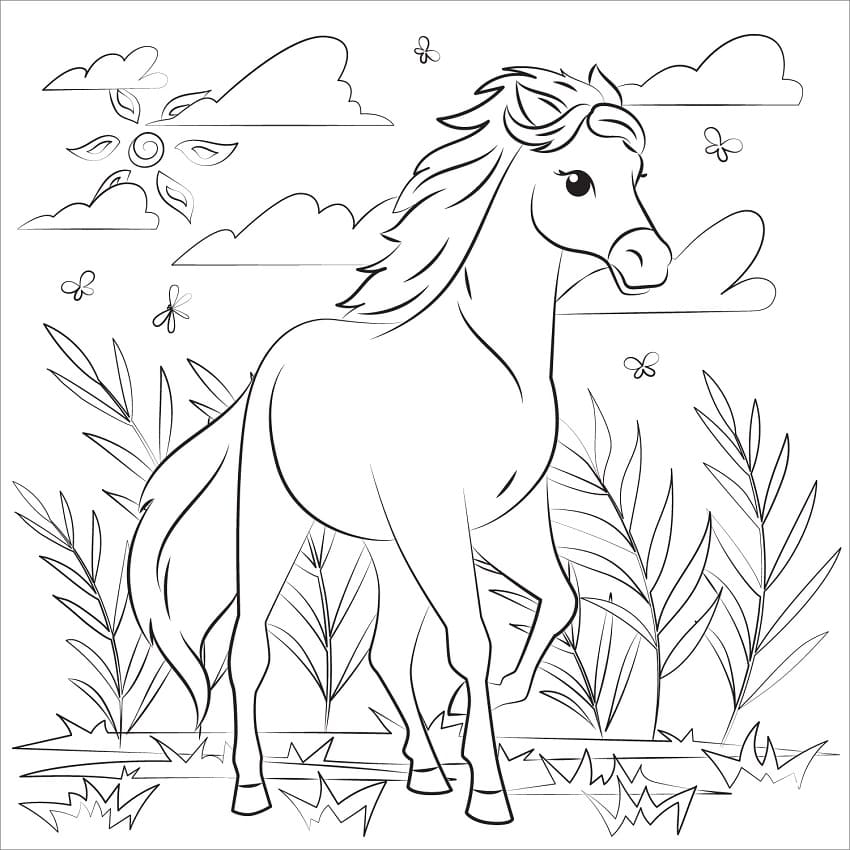 Cool mustang horse coloring page vãrityskuva