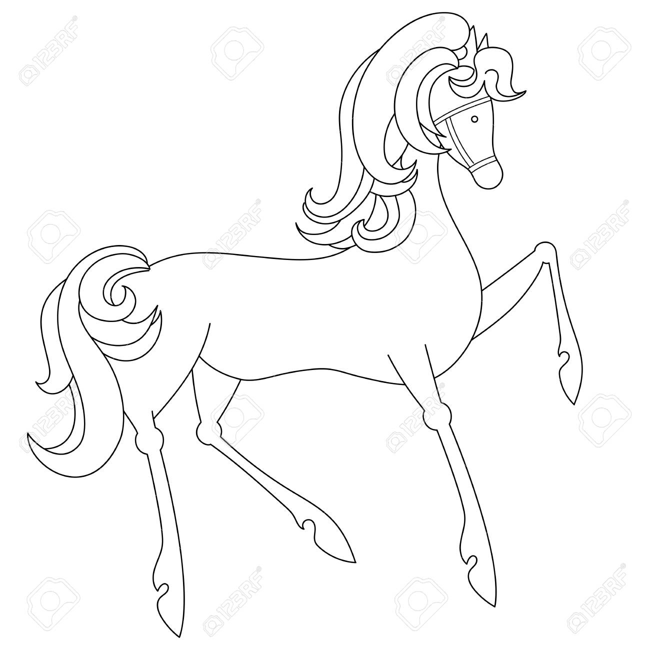 Coloring page of mustang horse cartoon clipart design for kids and children royalty free svg cliparts vectors and stock illustration image