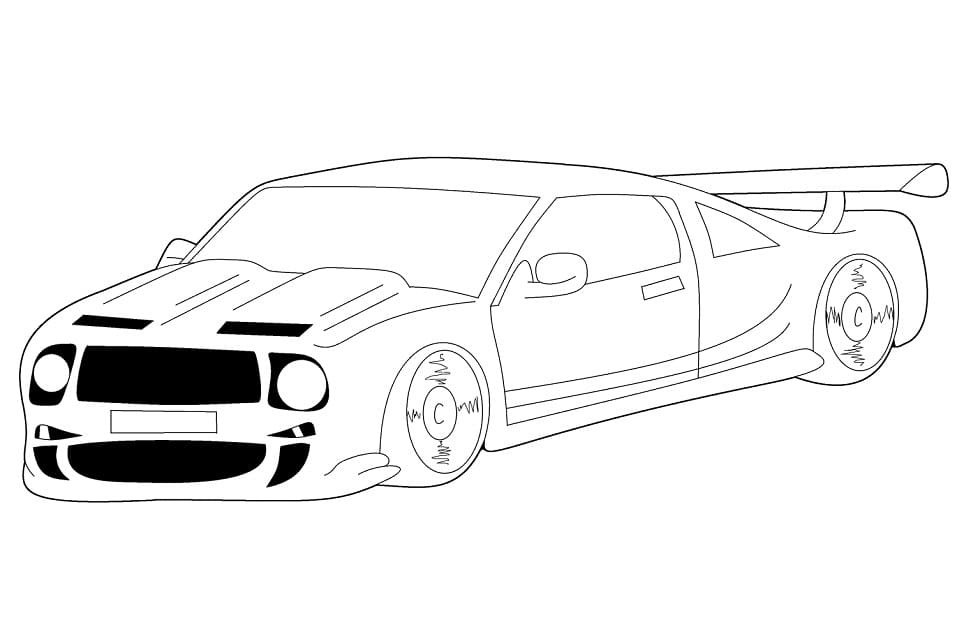 Race car printable coloring page