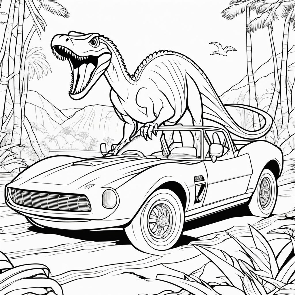 Coloring pages of a ford mustang in the long road