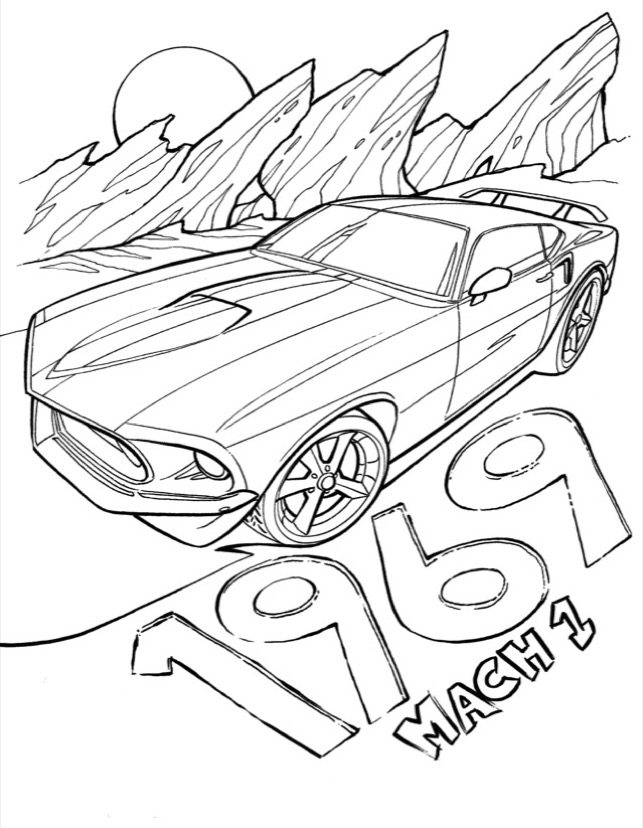 Todays featured coloring book sketchâ mustang mach fireball tim