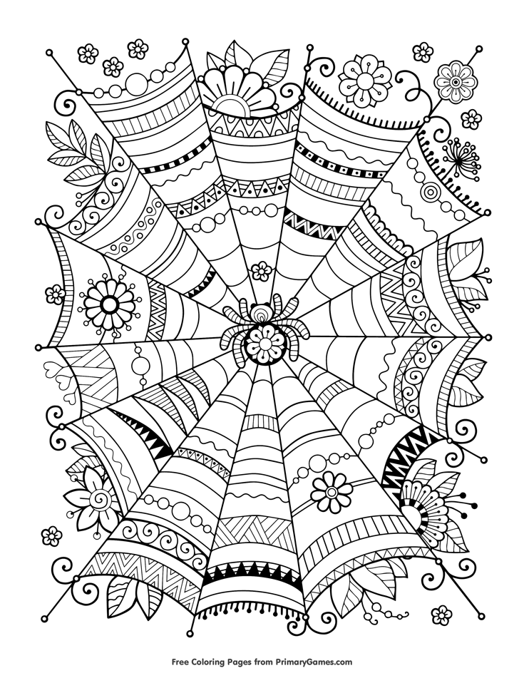 Zentangle spider web coloring page â free printable ebook free halloween coloring pages halloween coloring pages halloween coloring sheets