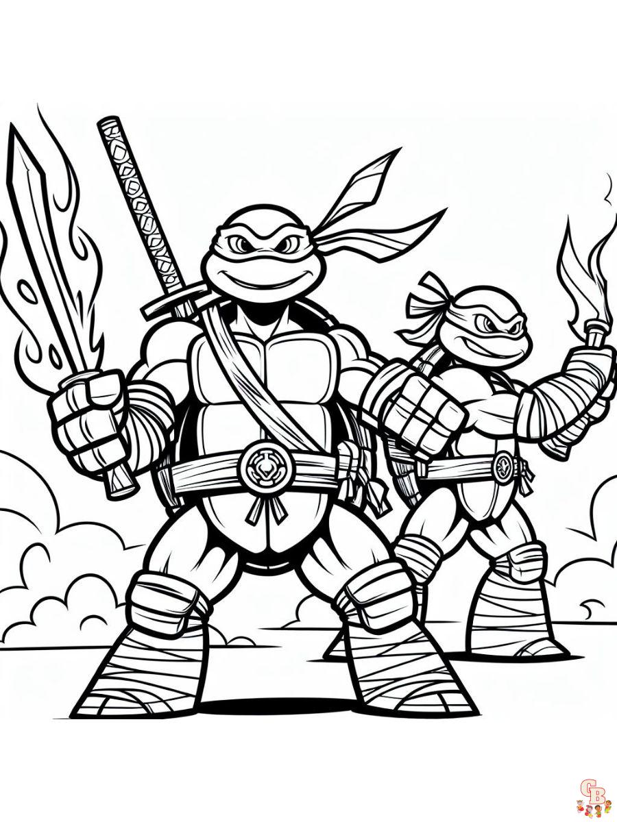 These ninja turtles coloring pages for kids