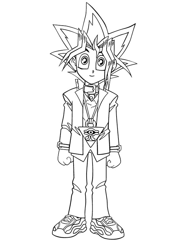 Cute little yugi muto in yu gi oh coloring page