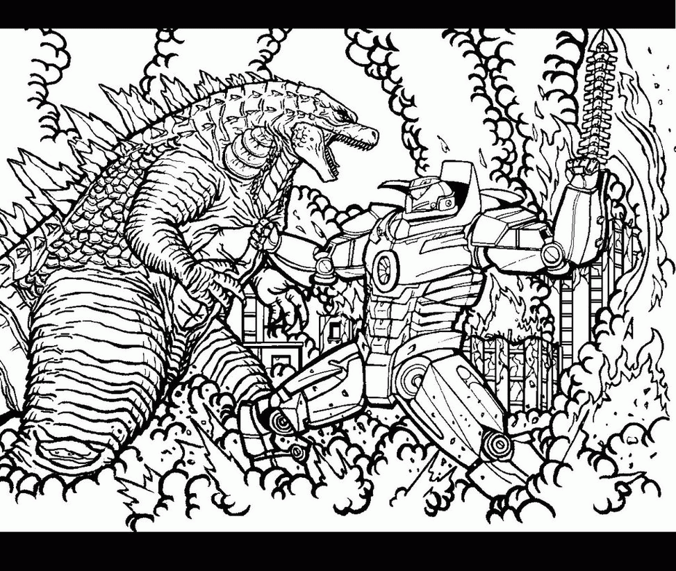 Godzilla coloring pages for adults