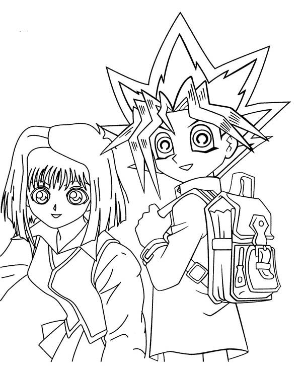 Yugi muto and tea gardner from yu gi oh colorg page