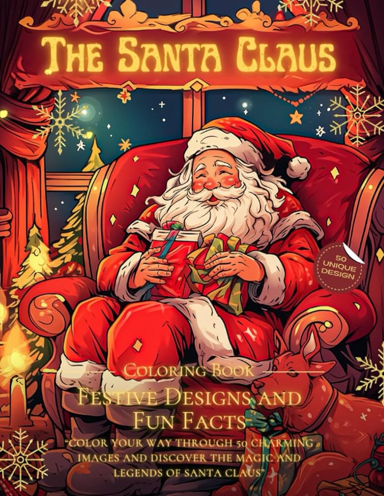 The santa claus coloring book festive designs and fun facts color your way through charming images and discover the magic and legends of santa claus color globee libros